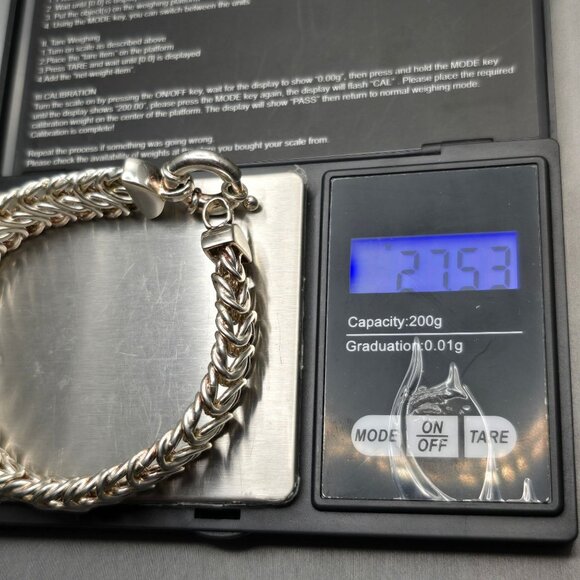 Sterling Silver 925 Italian Byzantine Chain Bracelet 7" Signed B 27.53g Bold - Picture 11 of 12